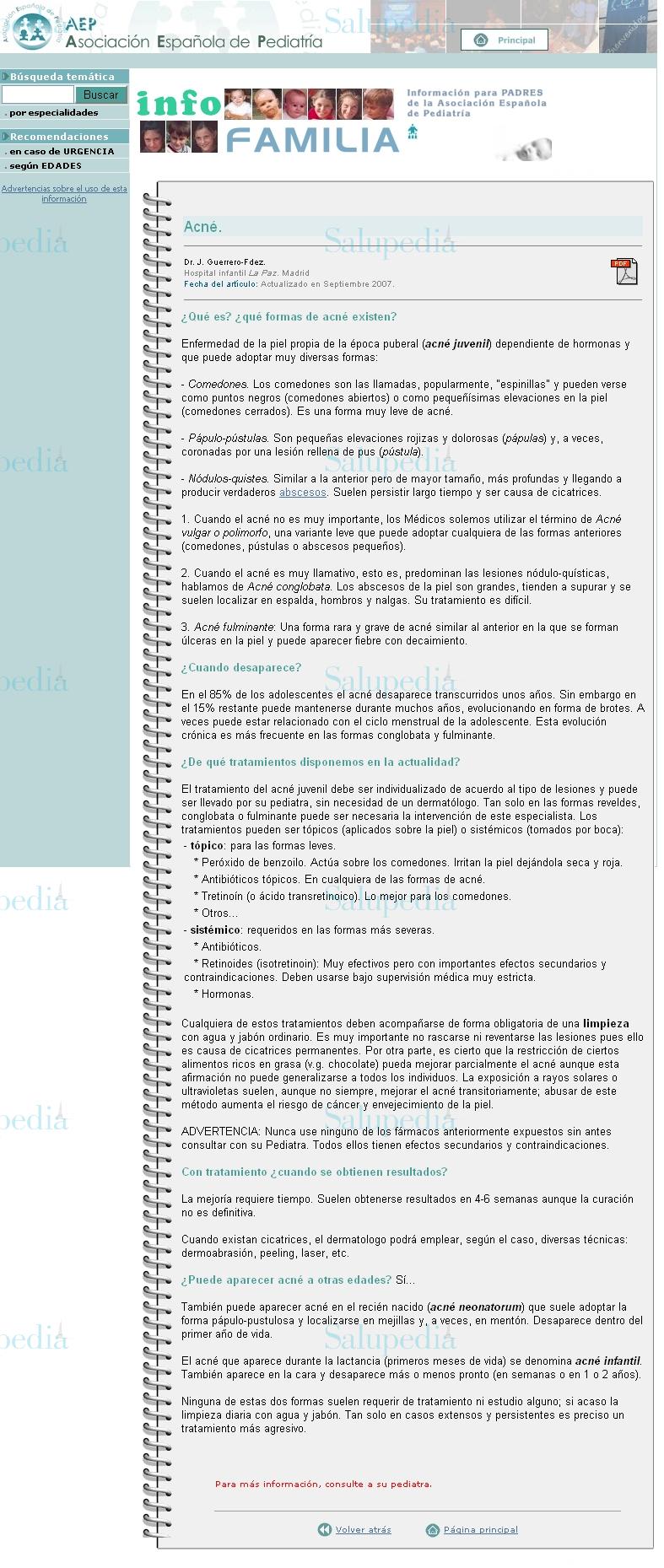 Cache grafica http://www.aeped.es/infofamilia/temas/acne.htm  