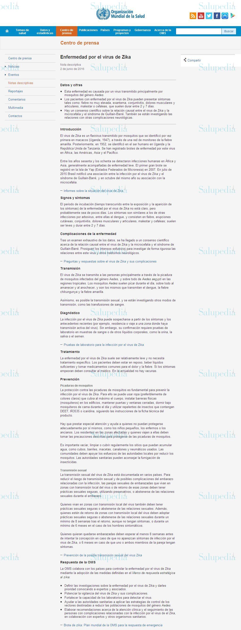 Cache grafica http://www.who.int/mediacentre/factsheets/zika/es/  