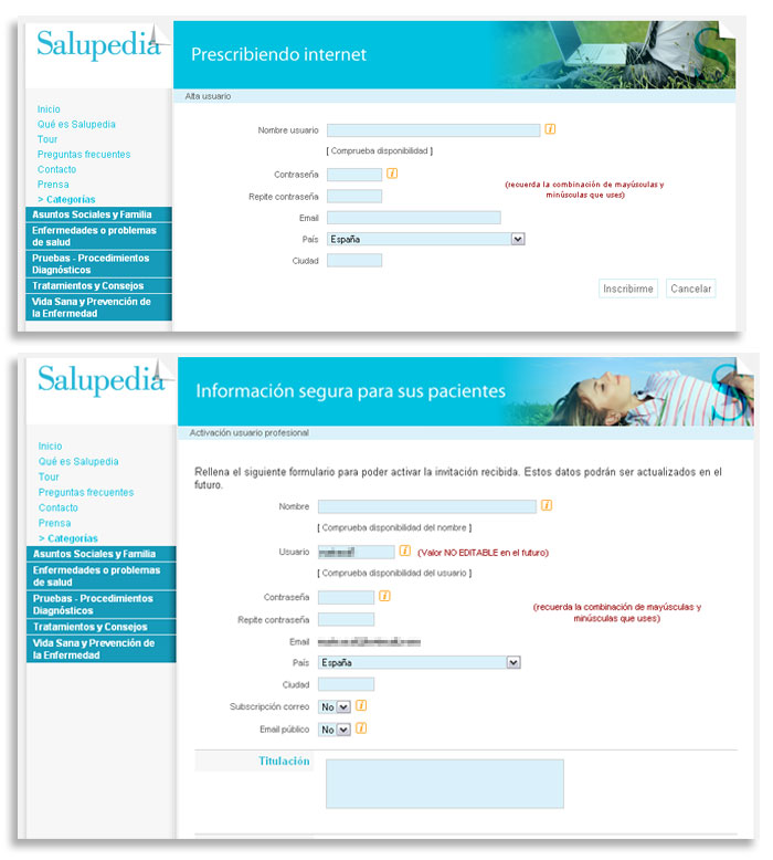 Captura Salupedia - Alta usuario