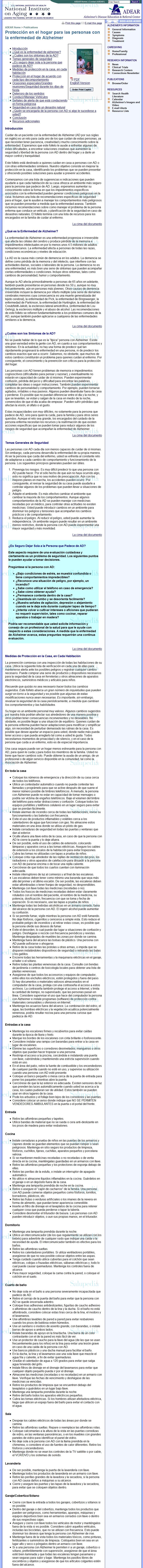 Cache grafica http://www.nia.nih.gov/Alzheimers/Publications/proteccion.htm  